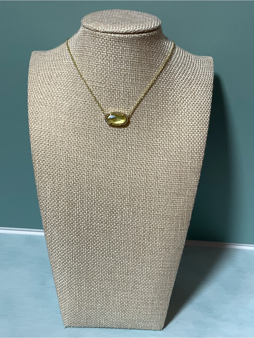 Gold-Tone Yellow Oval Pendant Necklace - Women Jewelry